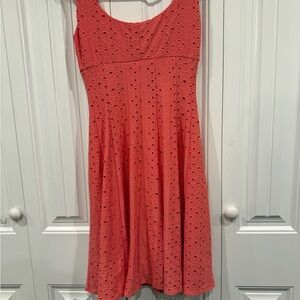 Ella Coral Eyelet Midi Dress